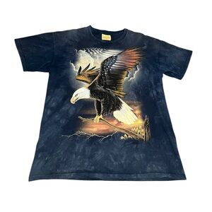 The Mountain 2006 American Eagle & Flag T-Shirt Blue tie dye Patriotic USA